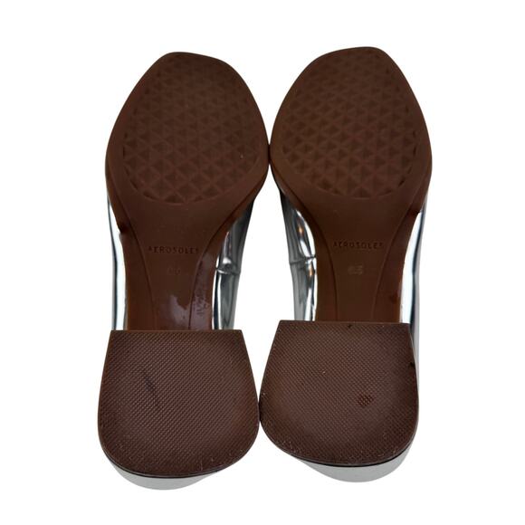 Aerosoles Soft Square Toe Silver Mirror Metallic Block Heel Shoes Women's 6.5 - Picture 8 of 10